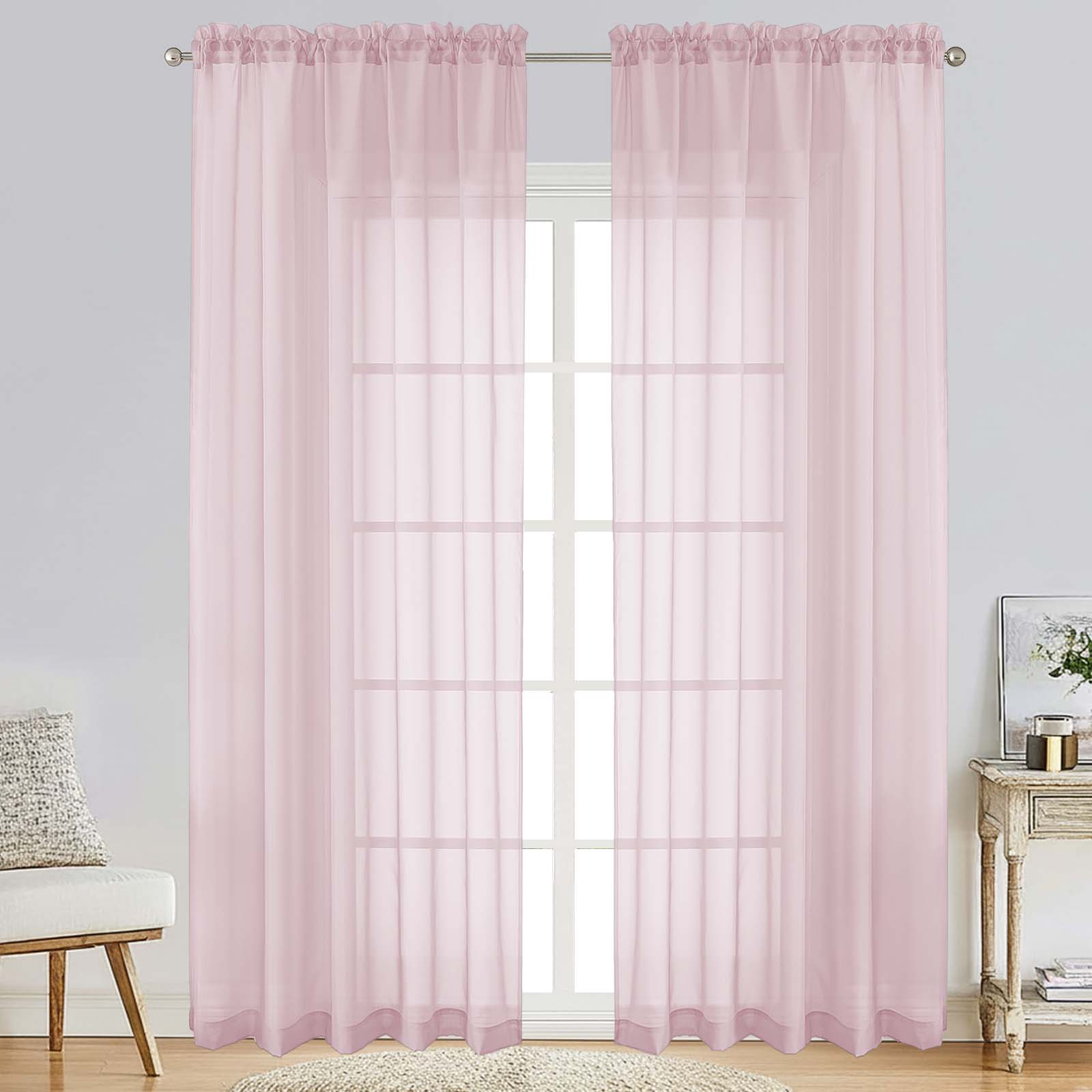 Patin Blush Pink Sheer Curtains Valances