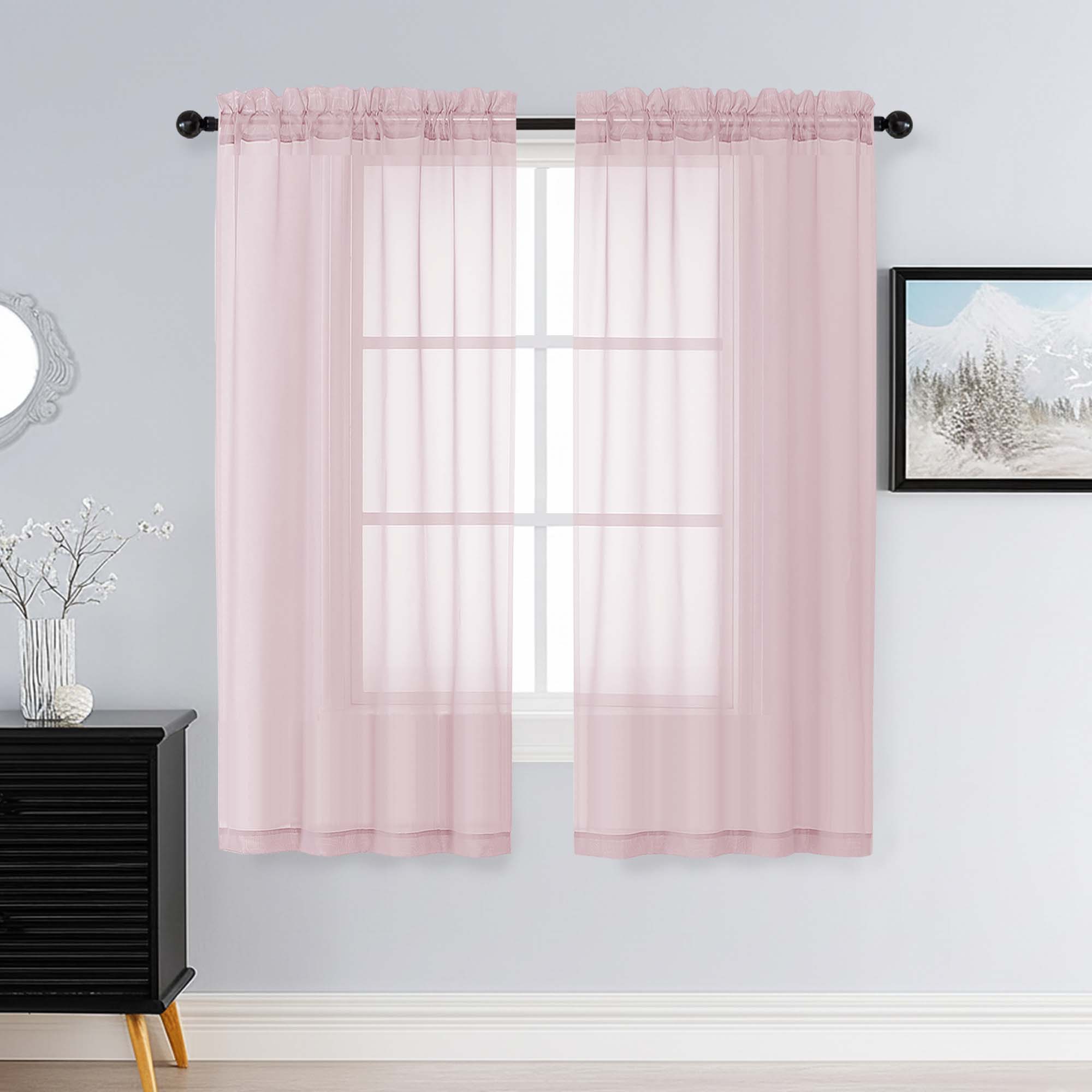 Patin Blush Pink Sheer Curtains Valances