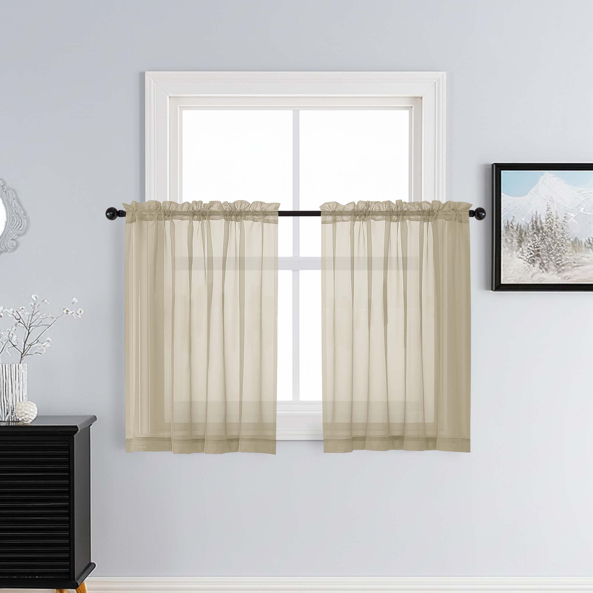 Patin Taupe Sheer Curtains Valances