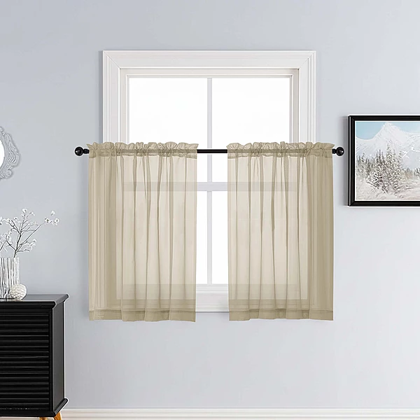 Patin Taupe Sheer Curtains Valances