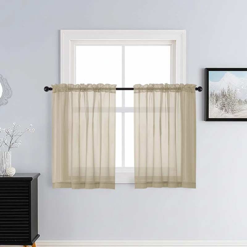 Patin Taupe Sheer Curtains Valances