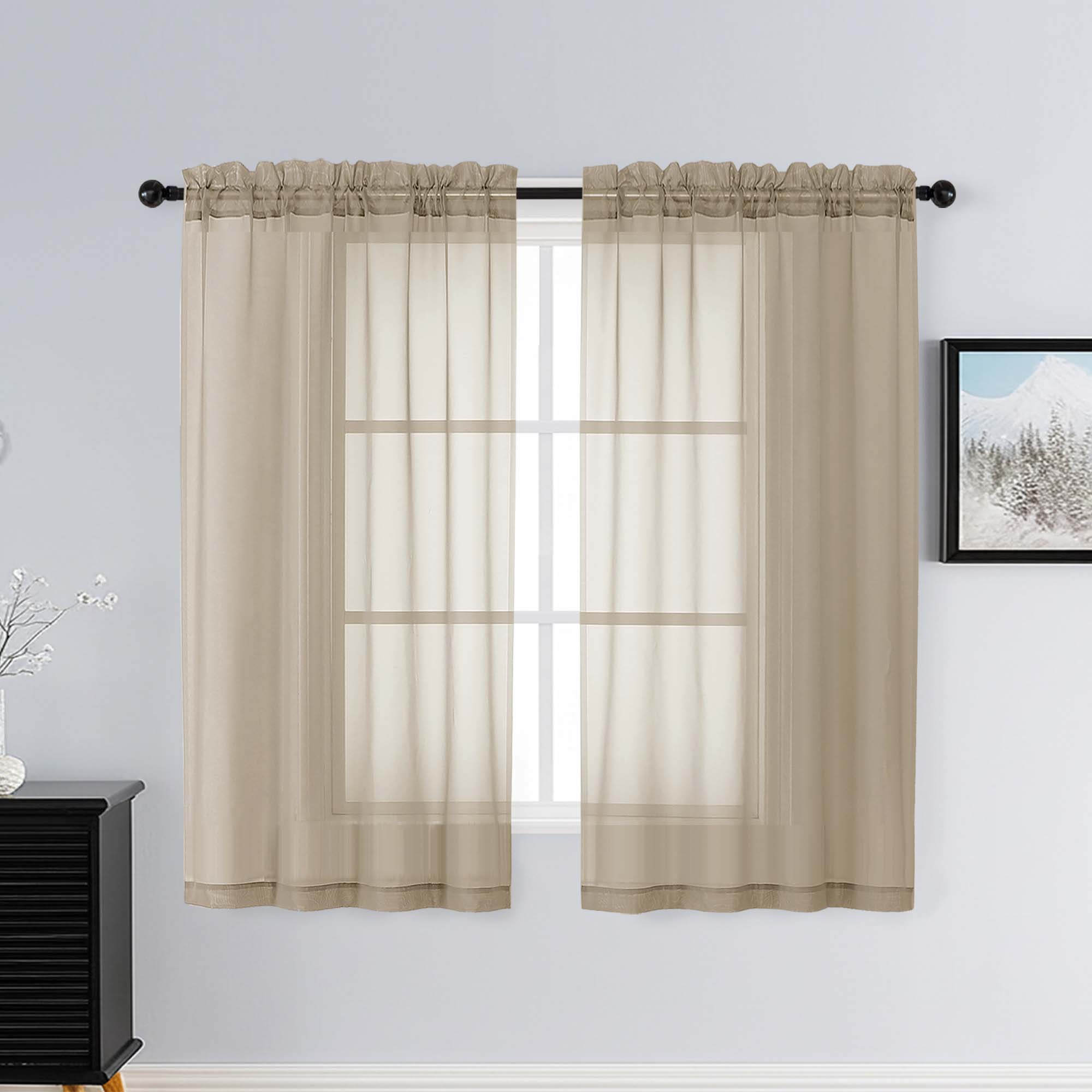 Patin Taupe Sheer Curtains Valances