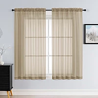 Patin Taupe Sheer Curtains Valances
