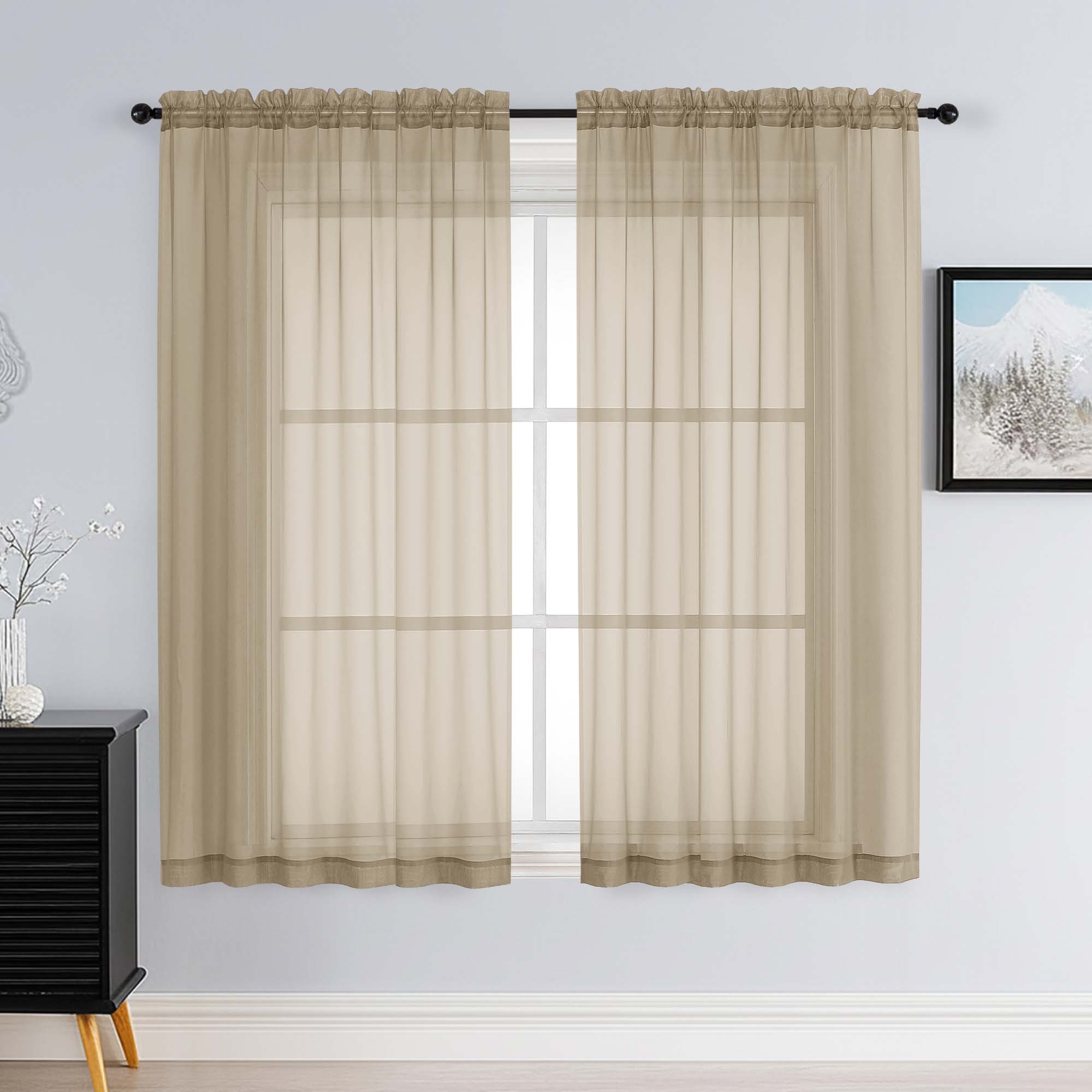 Patin Taupe Sheer Curtains Valances