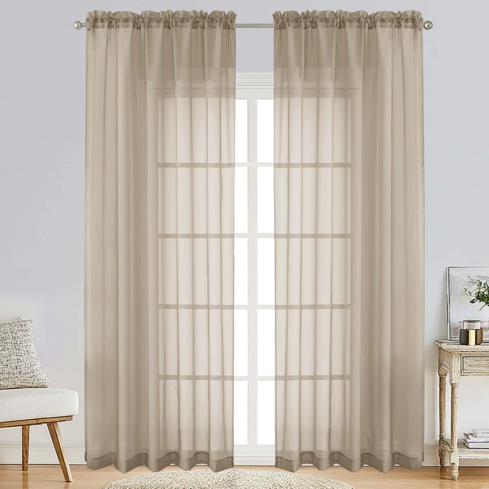 Patin Taupe Sheer Curtains Valances