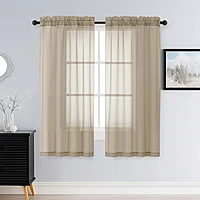 Patin Taupe Sheer Curtains Valances