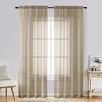 Patin Taupe Sheer Curtains Valances