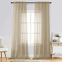 Patin Taupe Sheer Curtains Valances