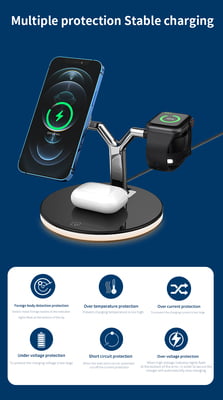 3 in 1 Magnetic wireless charger with Light for iPhone 12/pro/mini/promax, AirPods and Apple Watch