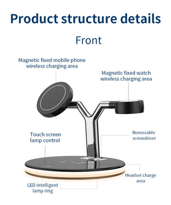 3 in 1 Magnetic wireless charger with Light for iPhone 12/pro/mini/promax, AirPods and Apple Watch