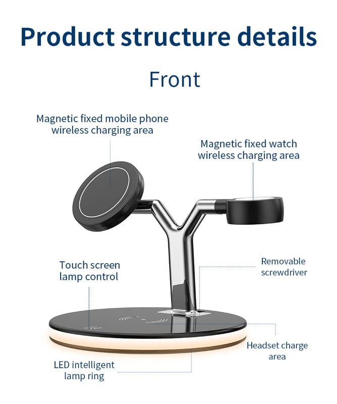 3 in 1 Magnetic wireless charger with Light for iPhone 12/pro/mini/promax, AirPods and Apple Watch