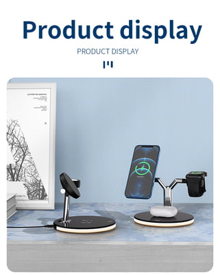 3 in 1 Magnetic wireless charger with Light for iPhone 12/pro/mini/promax, AirPods and Apple Watch