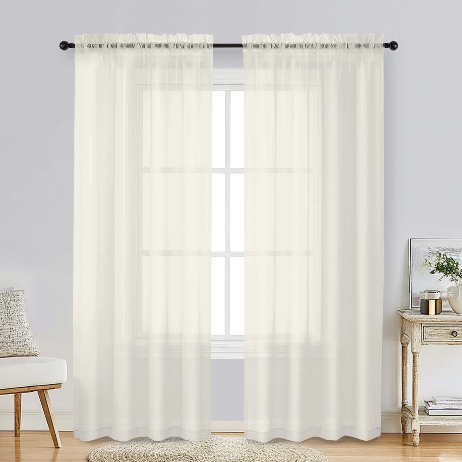 Patin Ivory Sheer Curtains Valances
