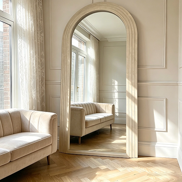 Beige marble frame with flat mirror(39.4*71 INCH)