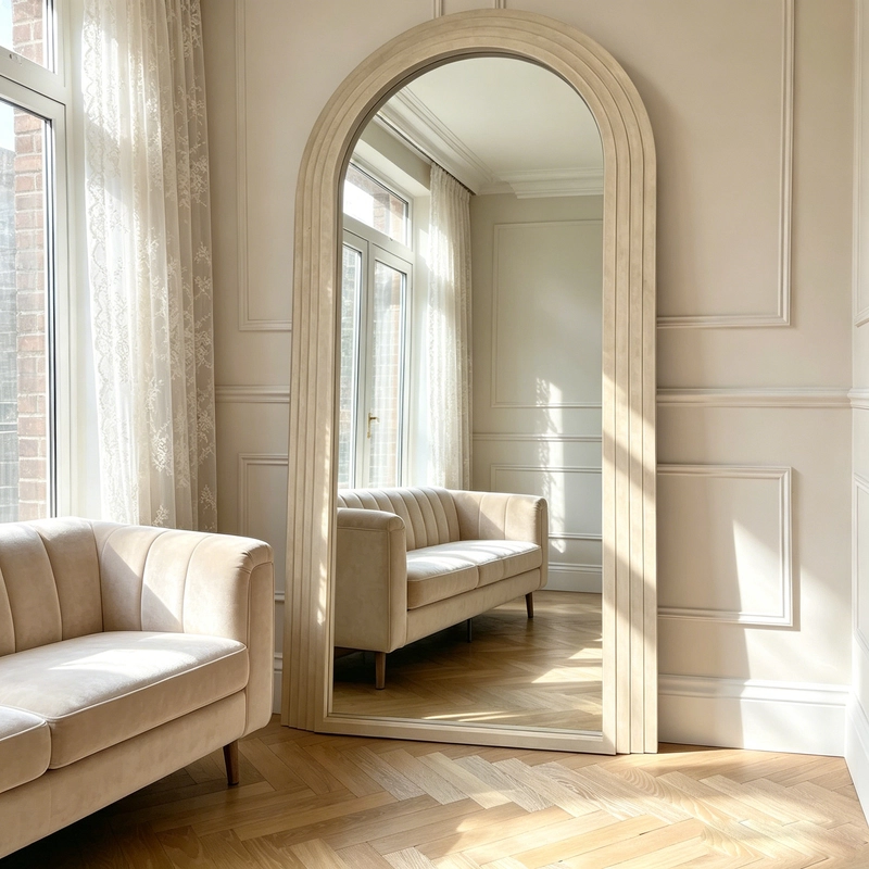 Beige marble frame with flat mirror(39.4*71 INCH)