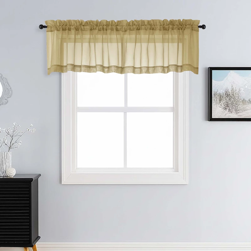 Patin Gold Sheer Curtains Valances