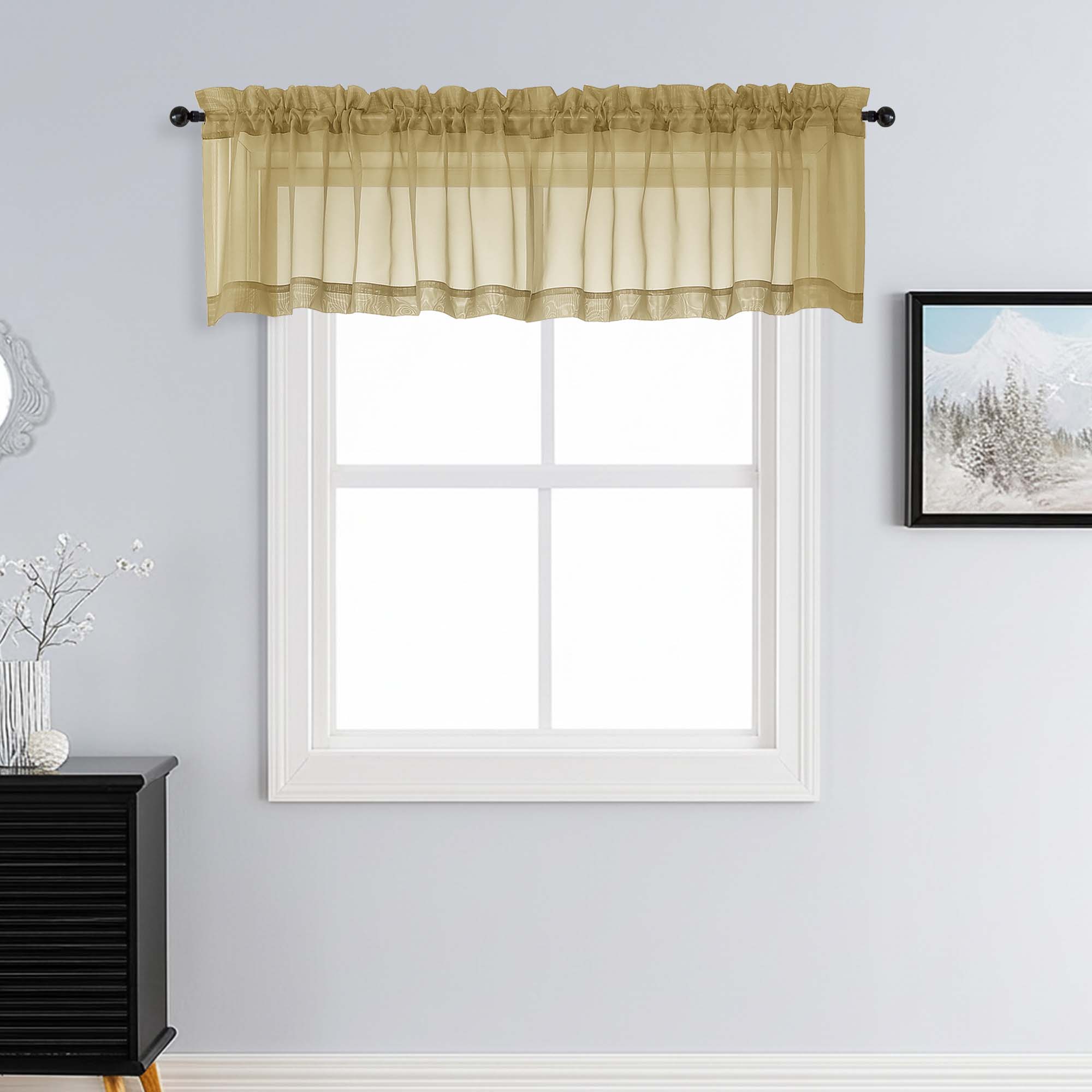 Patin Gold Sheer Curtains Valances