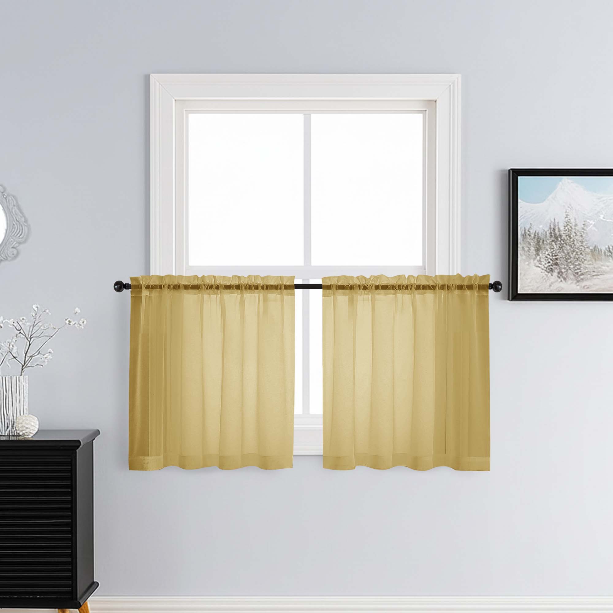 Patin Gold Sheer Curtains Valances
