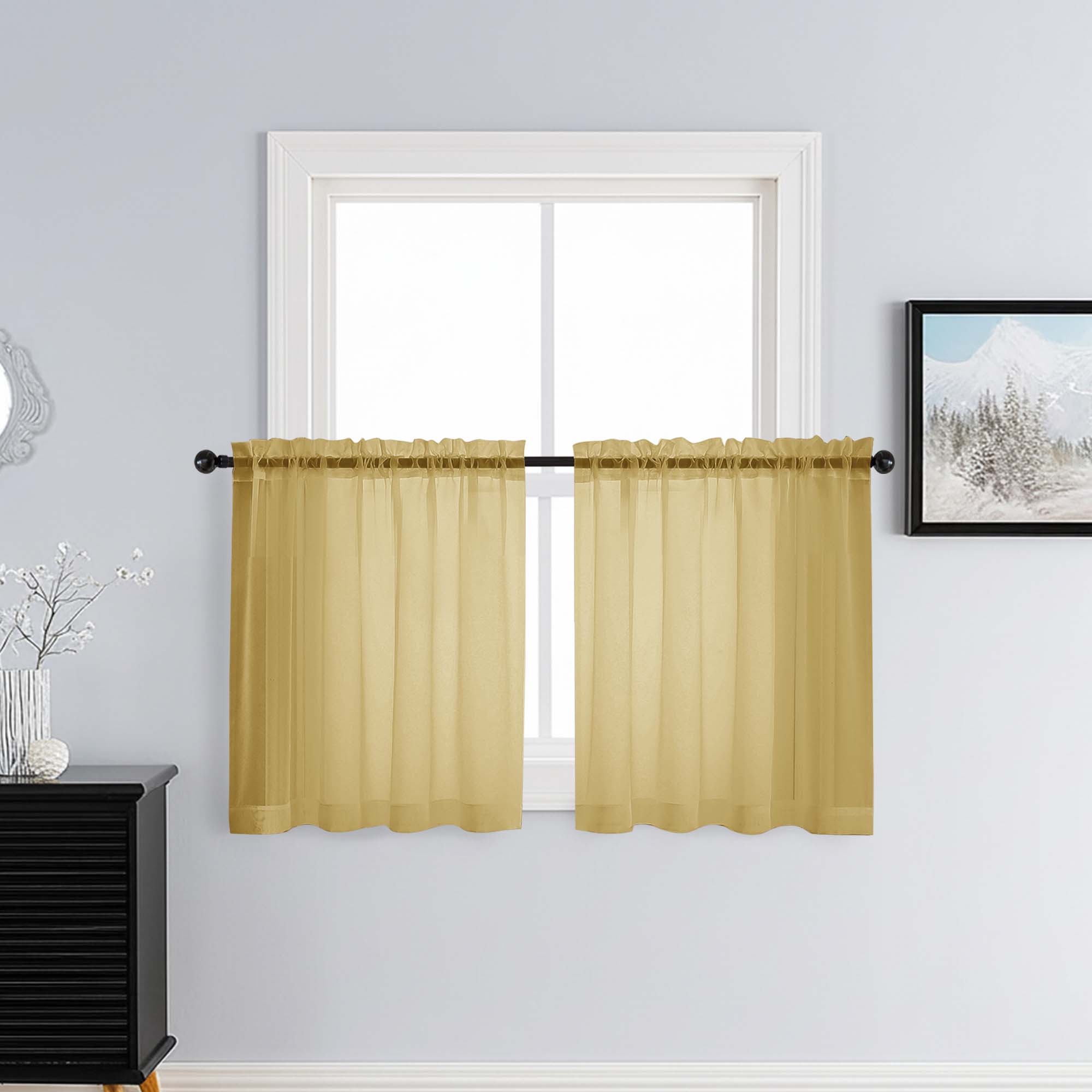 Patin Gold Sheer Curtains Valances