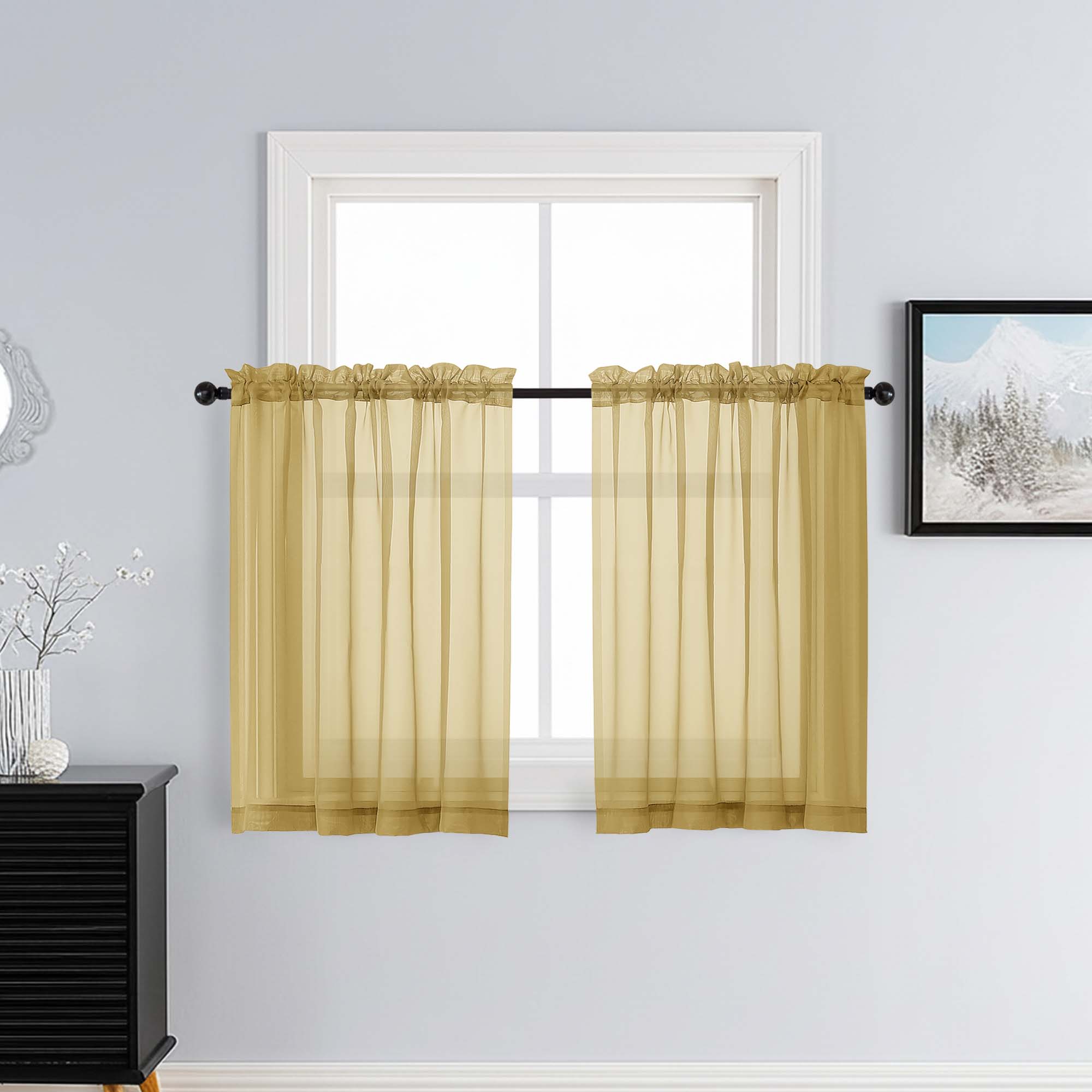 Patin Gold Sheer Curtains Valances