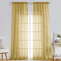Patin Gold Sheer Curtains Valances