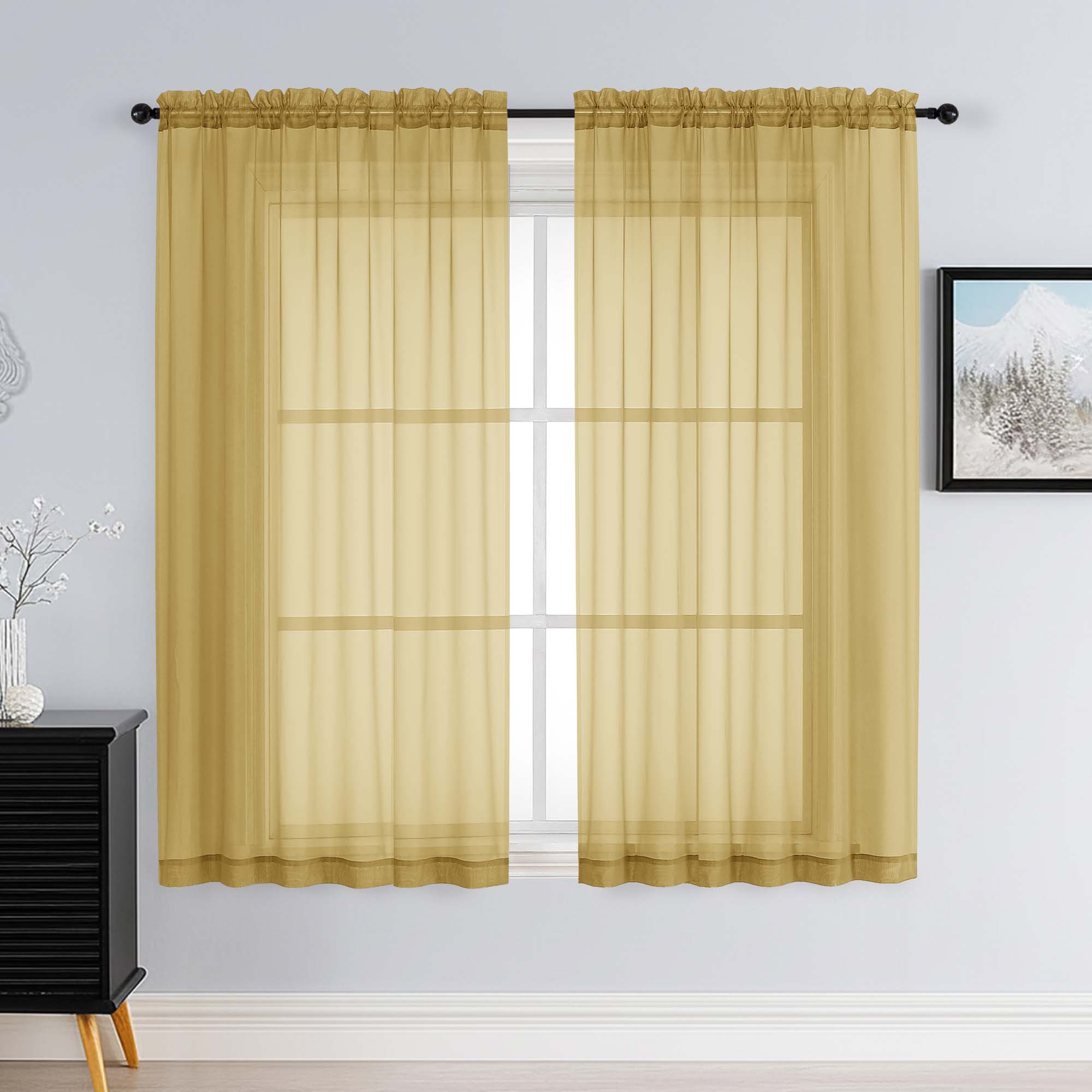 Patin Gold Sheer Curtains Valances
