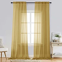 Patin Gold Sheer Curtains Valances
