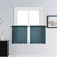 Patin Dusty Blue Sheer Curtains Valances