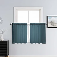 Patin Dusty Blue Sheer Curtains Valances