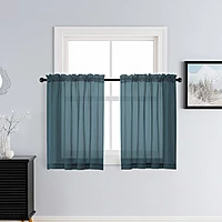 Patin Dusty Blue Sheer Curtains Valances
