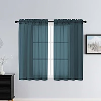 Patin Dusty Blue Sheer Curtains Valances