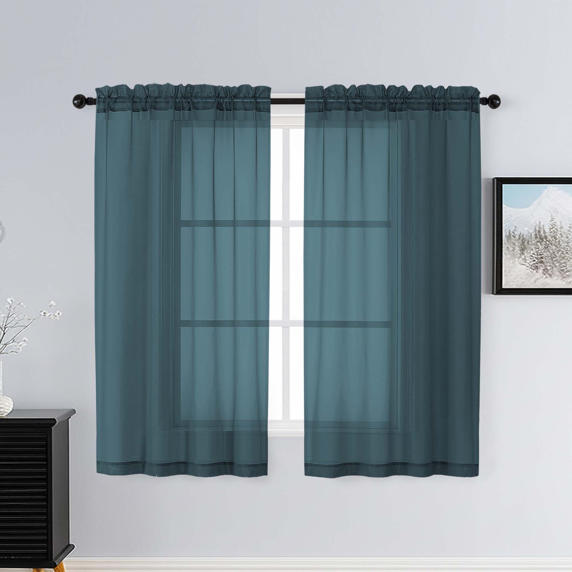 Patin Dusty Blue Sheer Curtains Valances