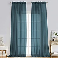 Patin Dusty Blue Sheer Curtains Valances