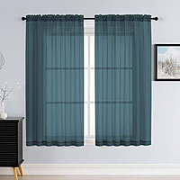 Patin Dusty Blue Sheer Curtains Valances