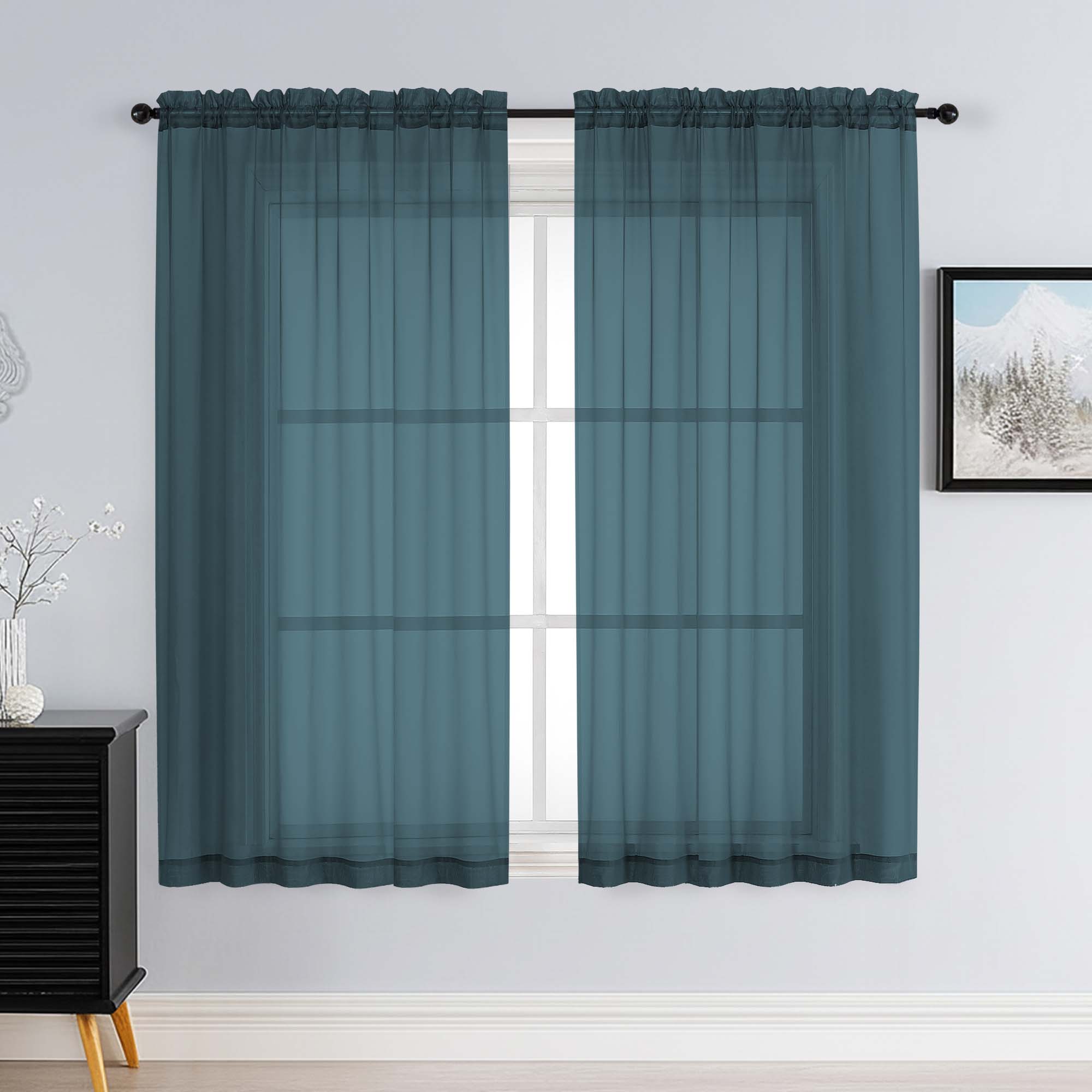 Patin Dusty Blue Sheer Curtains Valances