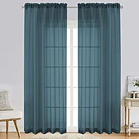 Patin Dusty Blue Sheer Curtains Valances