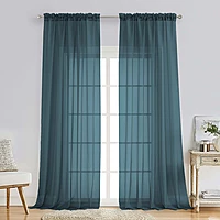 Patin Dusty Blue Sheer Curtains Valances