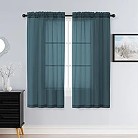 Patin Dusty Blue Sheer Curtains Valances