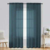 Patin Dusty Blue Sheer Curtains Valances