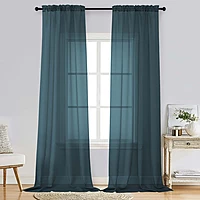 Patin Dusty Blue Sheer Curtains Valances
