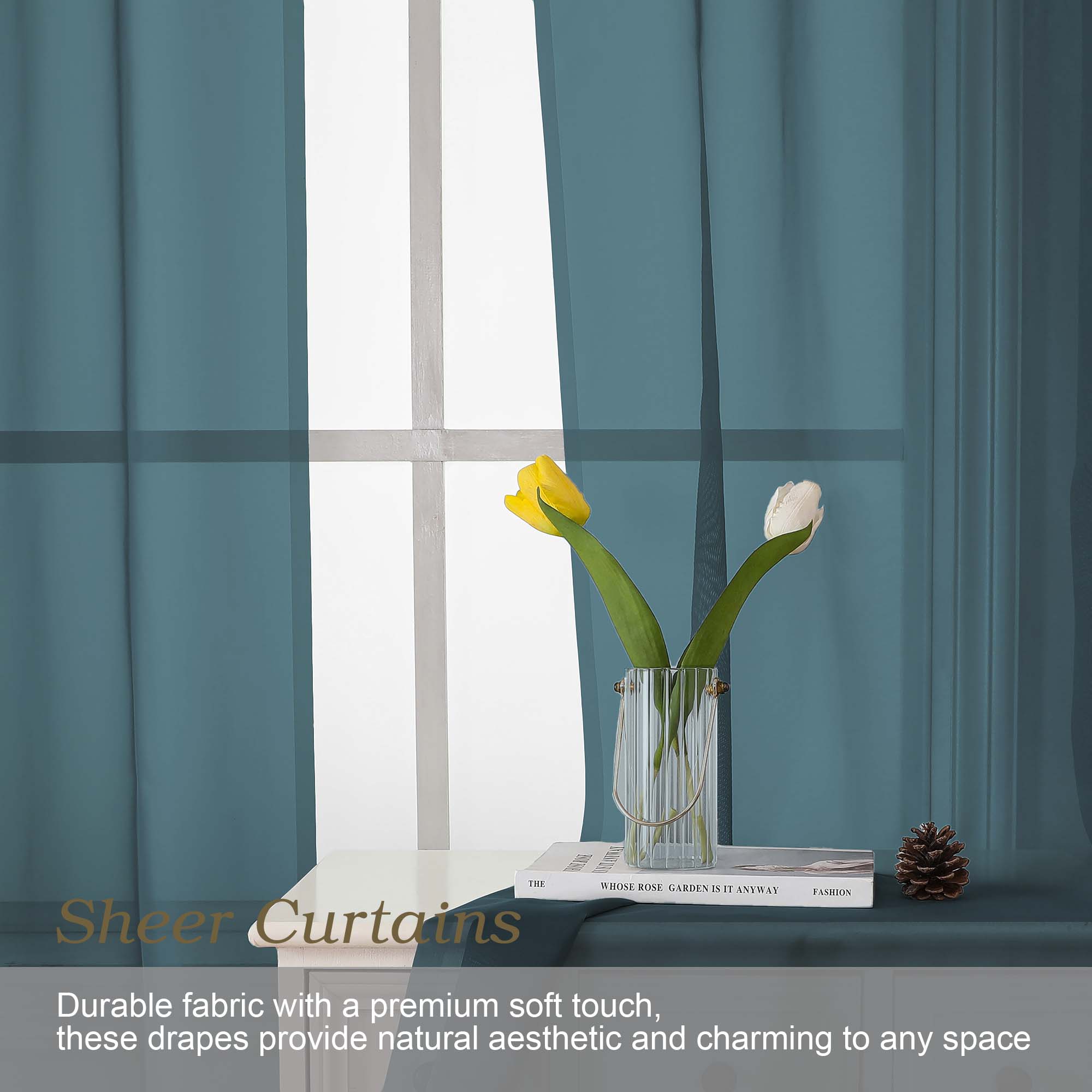 Patin Dusty Blue Sheer Curtains Valances