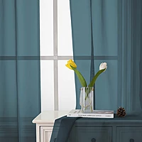 Patin Dusty Blue Sheer Curtains Valances