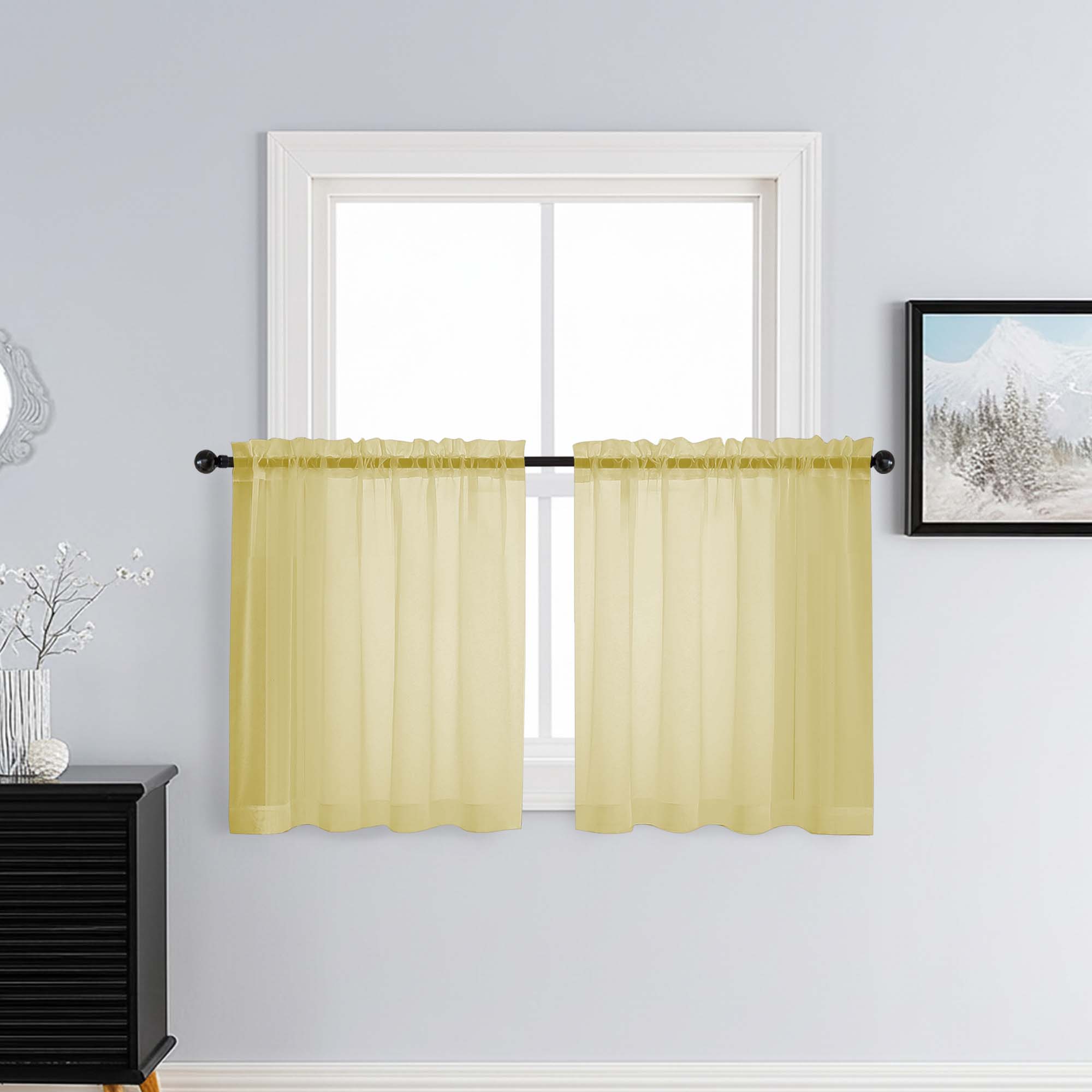 Patin Yellow Sheer Curtains Valances