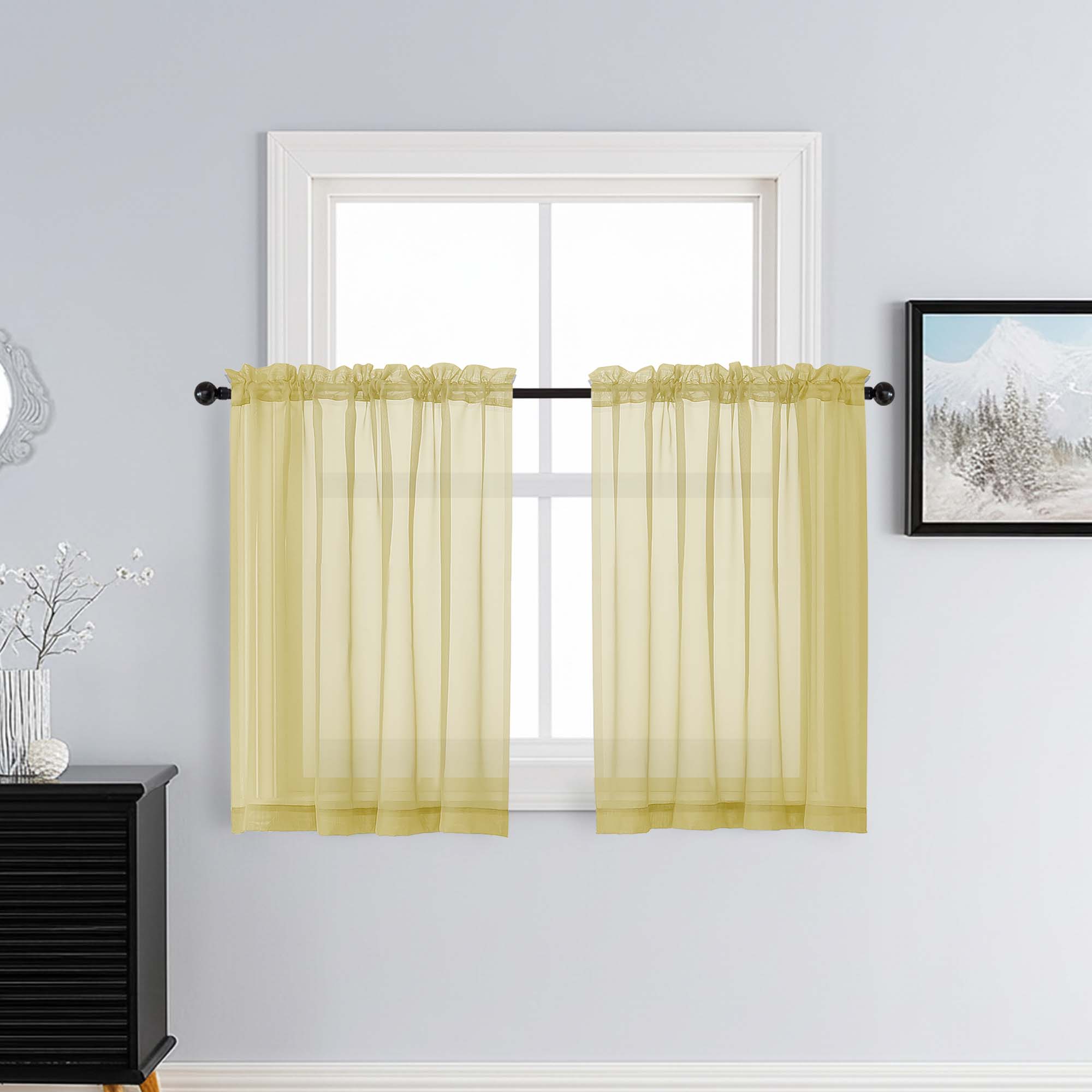 Patin Yellow Sheer Curtains Valances