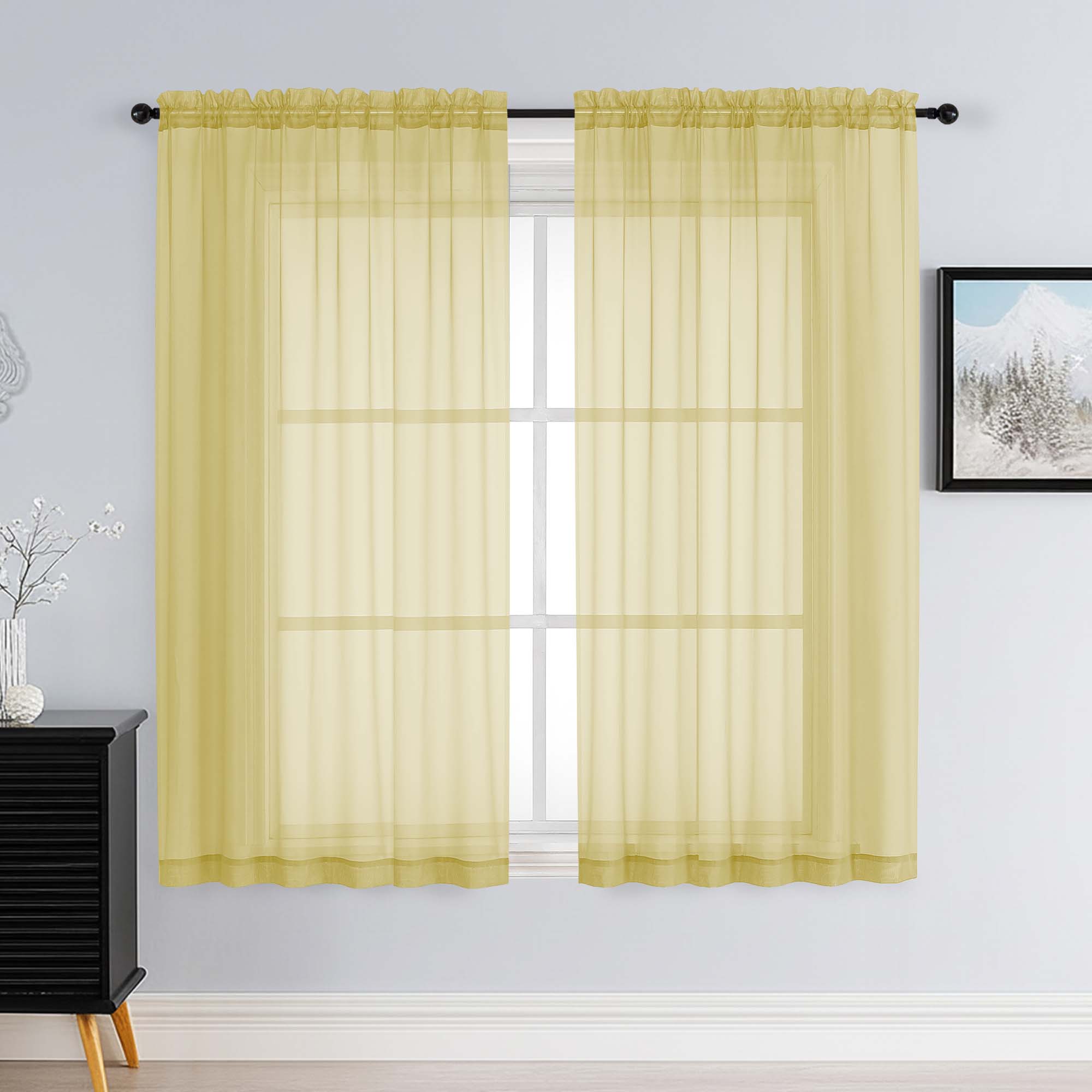 Patin Yellow Sheer Curtains Valances