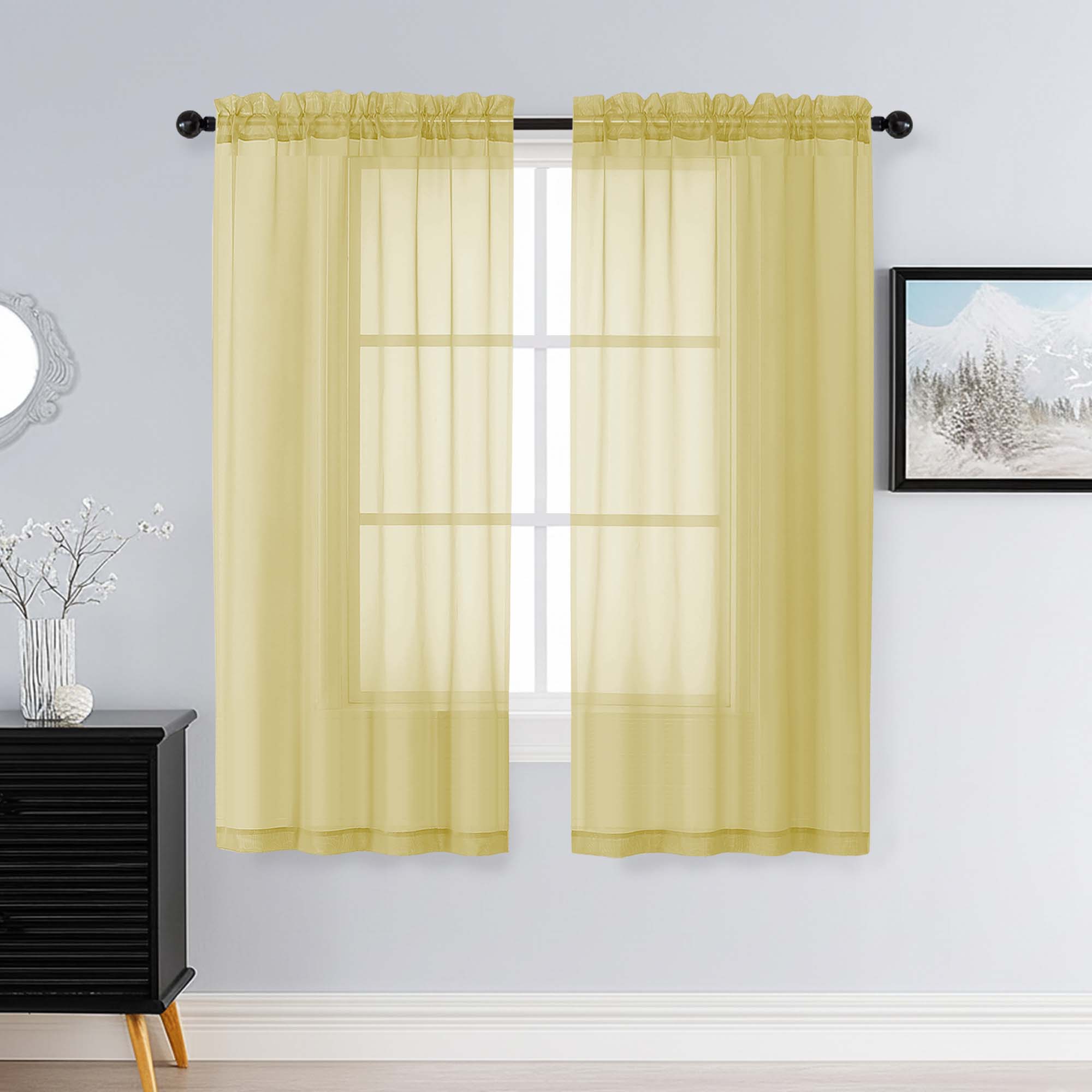 Patin Yellow Sheer Curtains Valances