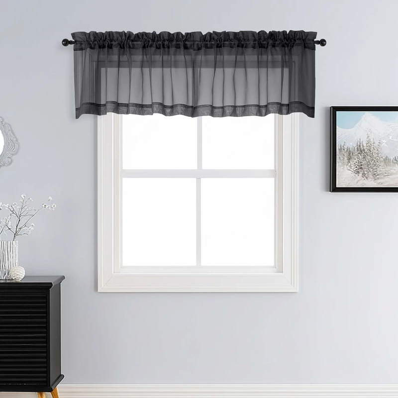 Patin Black Sheer Curtains Valances