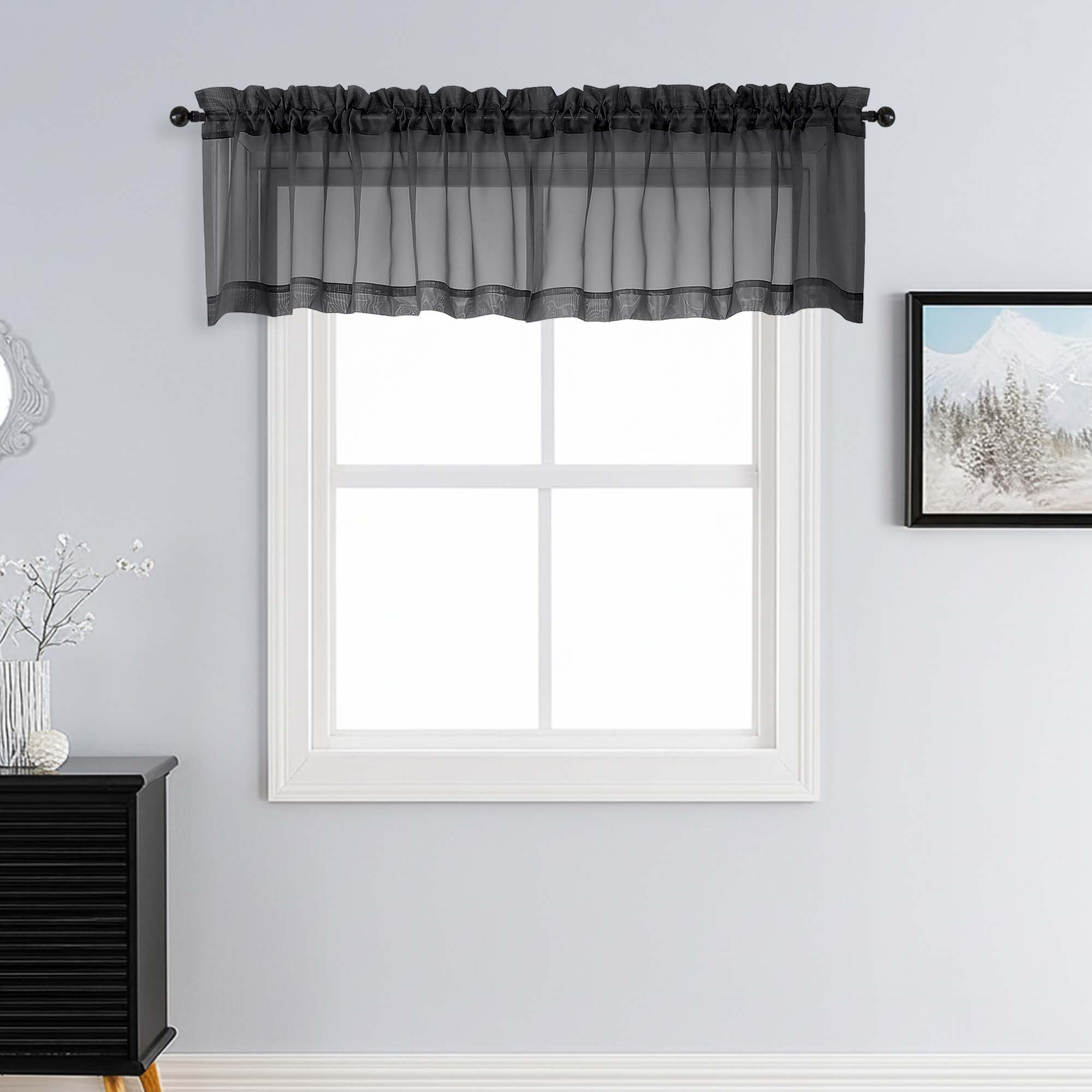 Patin Black Sheer Curtains Valances