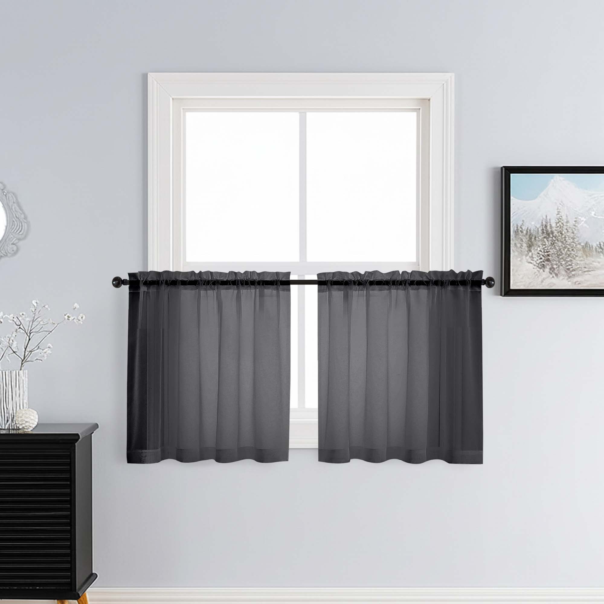 Patin Black Sheer Curtains Valances