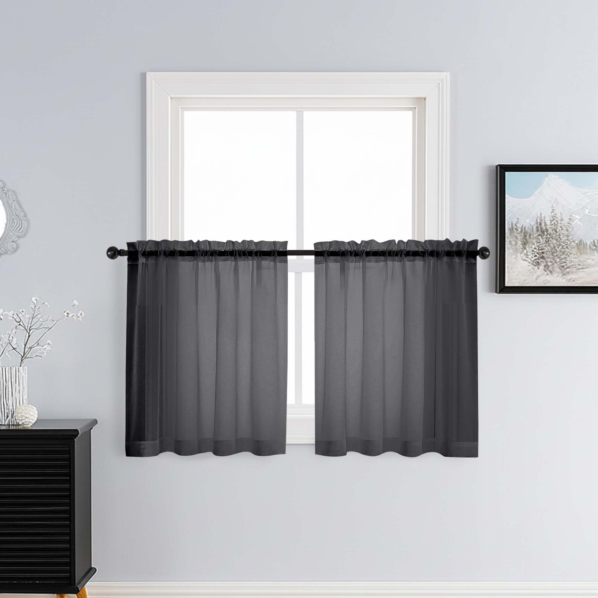 Patin Black Sheer Curtains Valances